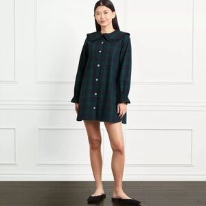 Hill House Green Plaid Long Sleeve Dress